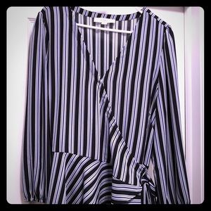 LOFT Pinstriped Wrap Blouse